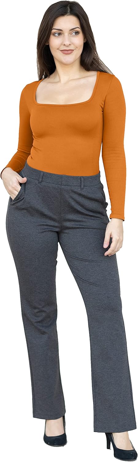 Marycrafts Women's Pull On Stretch Yoga Straight Dress Work Pants 29" /31"/33" - Image 7