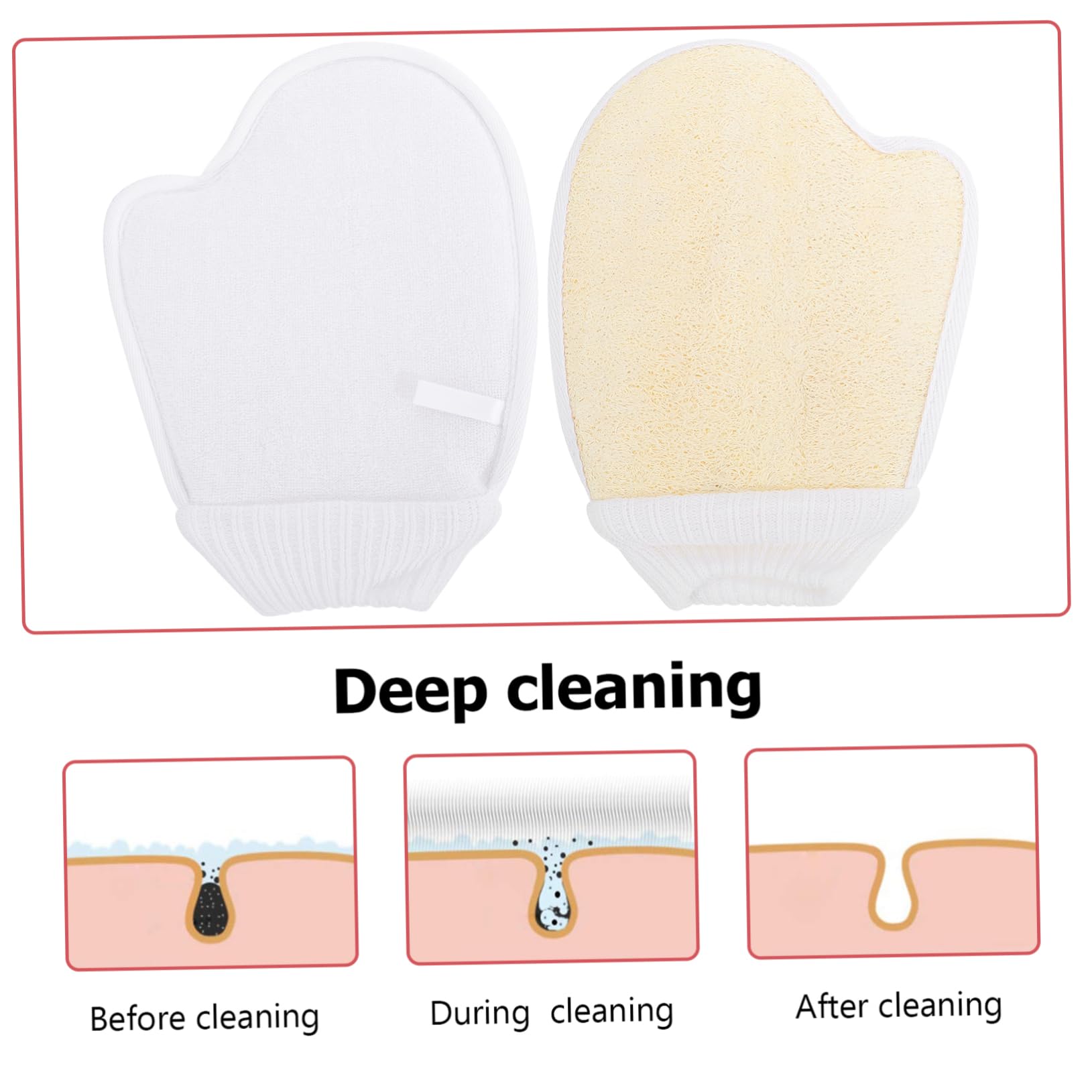 MUSISALY 2Pcs Exfoliating Shower Gloves Loofah Bath Towels for Body Scrubbing Fit Bathing Scrubbers for Men and Women for Deep Cleaning and Skin