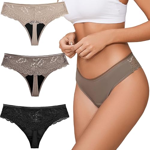 Lace Thong Period Underwear for Women, Leak Proof Period Thongs, Absorbent Panty, Menstrual Thong Bikini Bottom