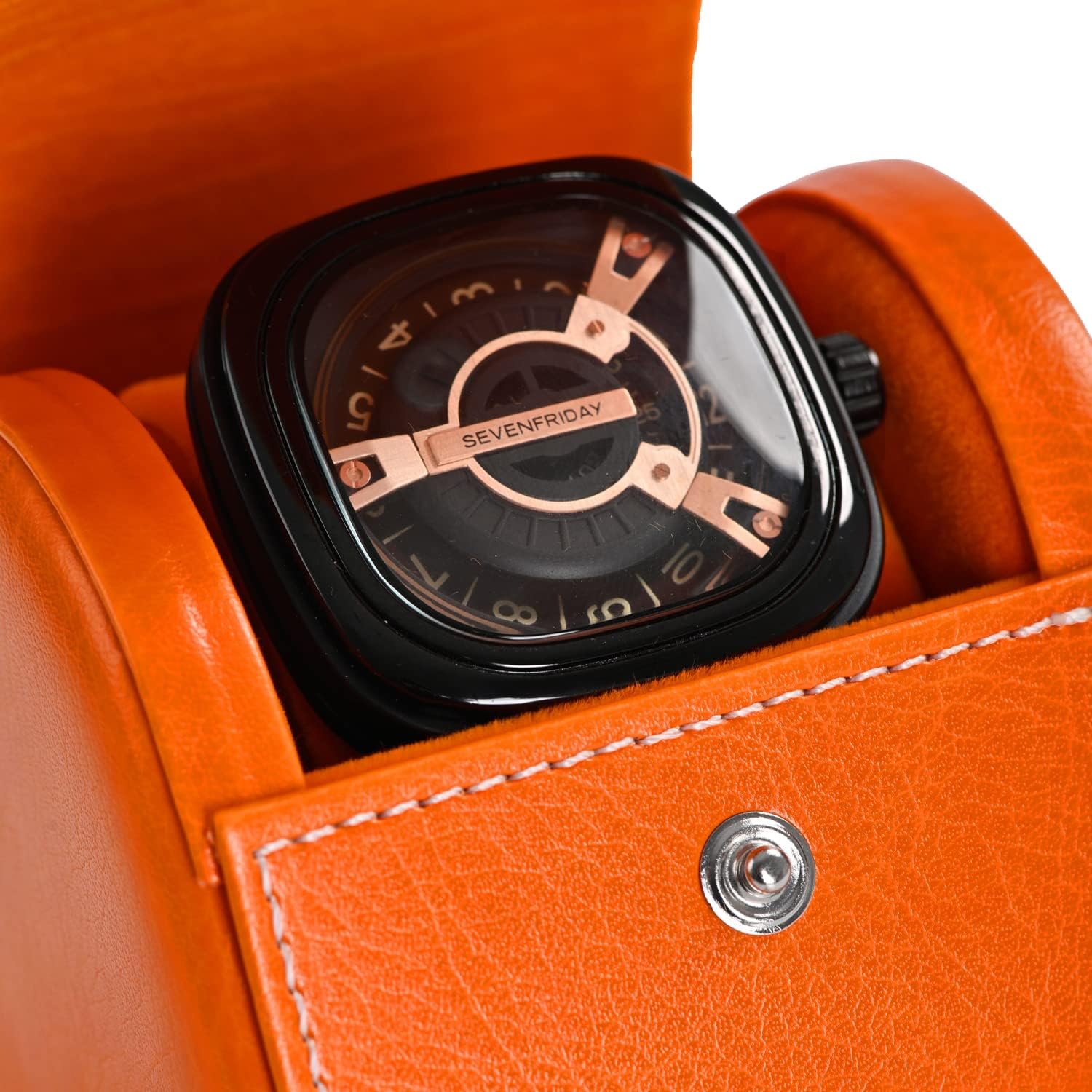 Étui de Voyage pour Montre Femme, boîte Portable pour Une Seule Montre, Compatible avec Toutes Les Montres-Bracelets et Montres connectées (Orange)