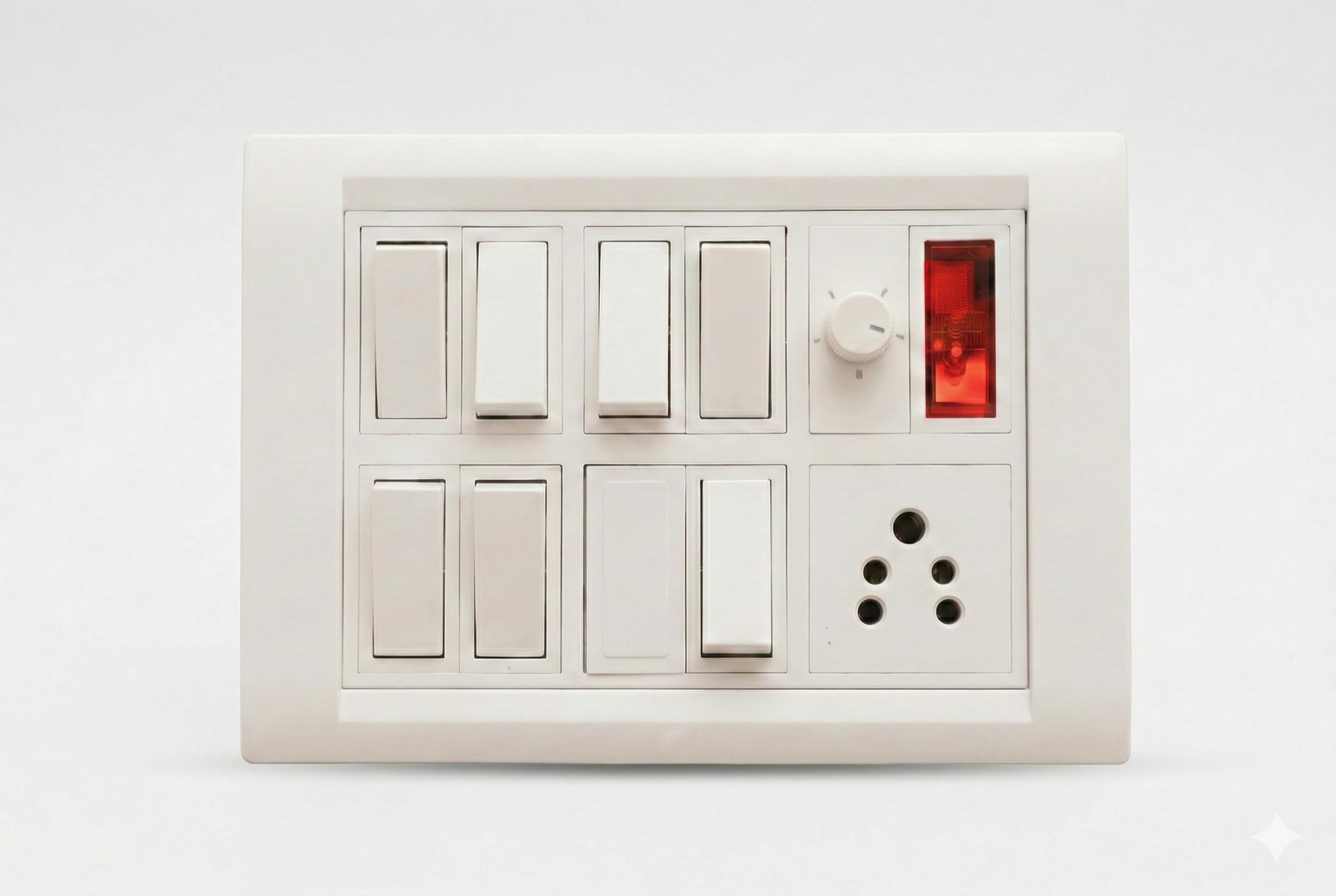 Premium Modular Electrical Wall Board, White, 8 Switch with Fan Regulator, 5A Socket, LED Indicator, Surface Mount, PVC-image-4
