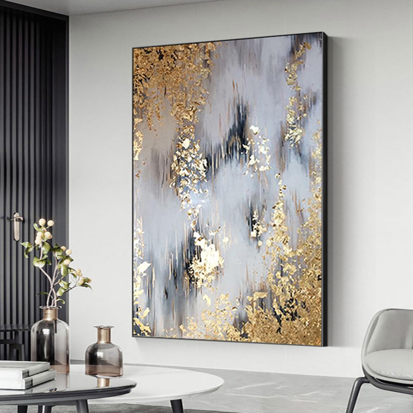 Grande peinture à l'huile abstraite pour chambre à coucher moderne et zen
