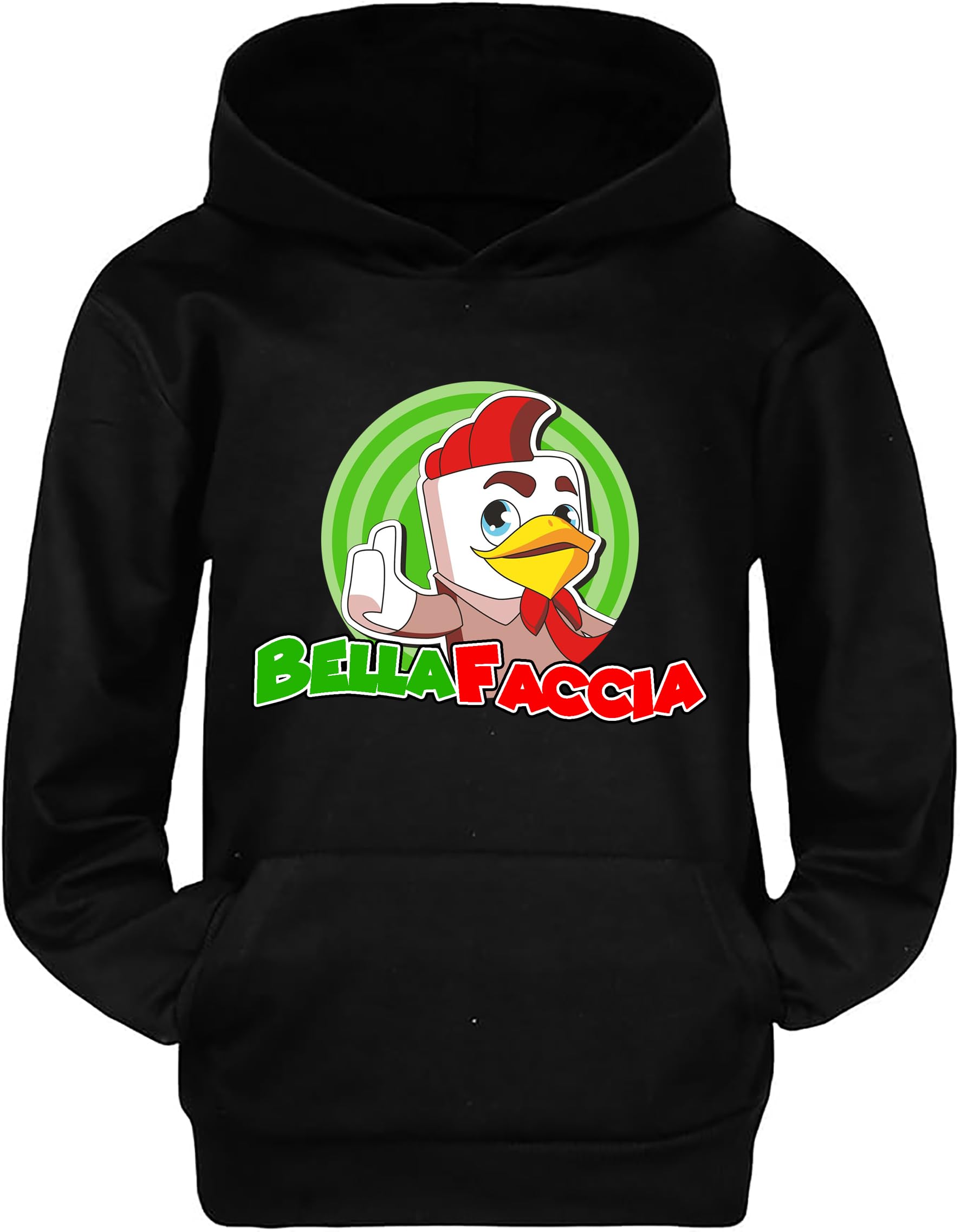 novità 2024. Felpa BELLAFACCIA v3 Youtuber Bella Faccia con Cappuccio Bambino Bambina Unisex Bianca o Nera
