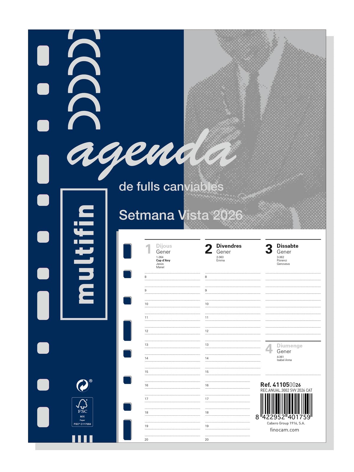 Finocam - Multifin Annual Refill 2026 Week Vertical View January 2026 - December 2026 (12 months) Catalan