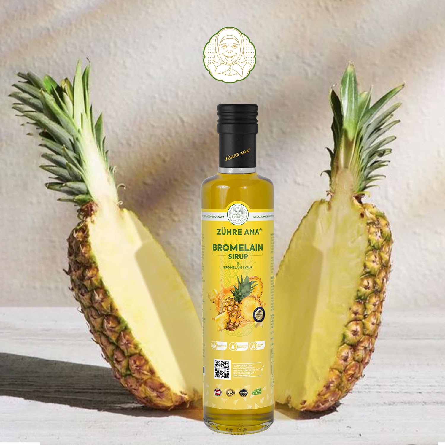 Zühre Ana® Sciroppo di bromelina - Coenzima Q10 - Estratto di ananas naturale - Sistema immunitario* Supporta il metabolismo accelerare il dimagrimento - per il drenaggio in edema - Vegano (2X250 ml)