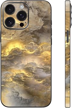 Skin Wrap for iPhone 16/15/14/13 Pro Max, Gold Sticker Cover Vinyl Decal Protective Film for Phone Back, Camera, Frame 13 Pro Max