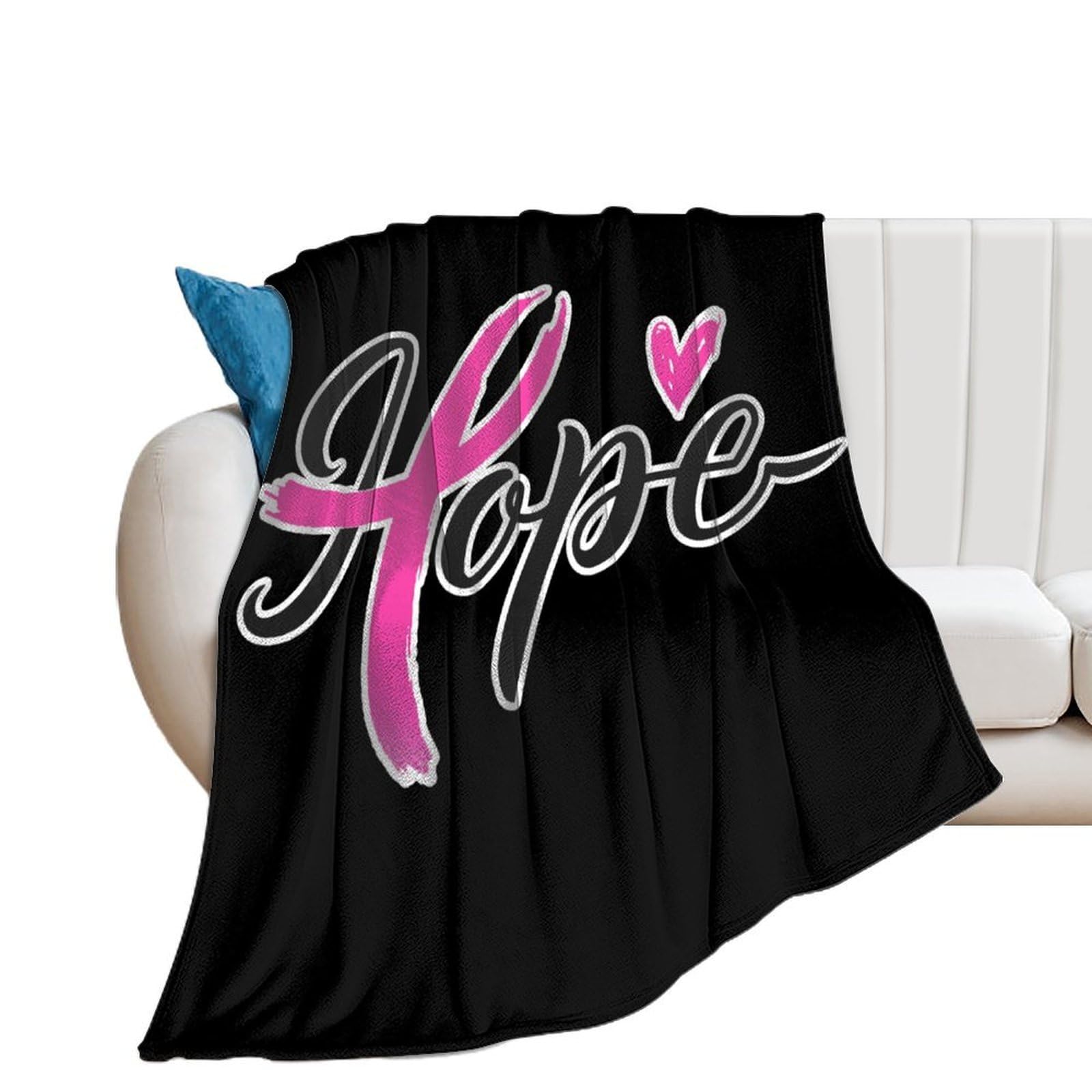 NCLQVJXZKHW Hope Breast Cancer Awareness Flannel Blanket Soft Throw Blankets Bed Couch Sofa Travel