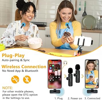 teknosepetim Wireless lapel microphone, for iPhone iPad professional wireless clip microphone, wireless omnidirectional capacitor recording microphone, interview video Podcast...