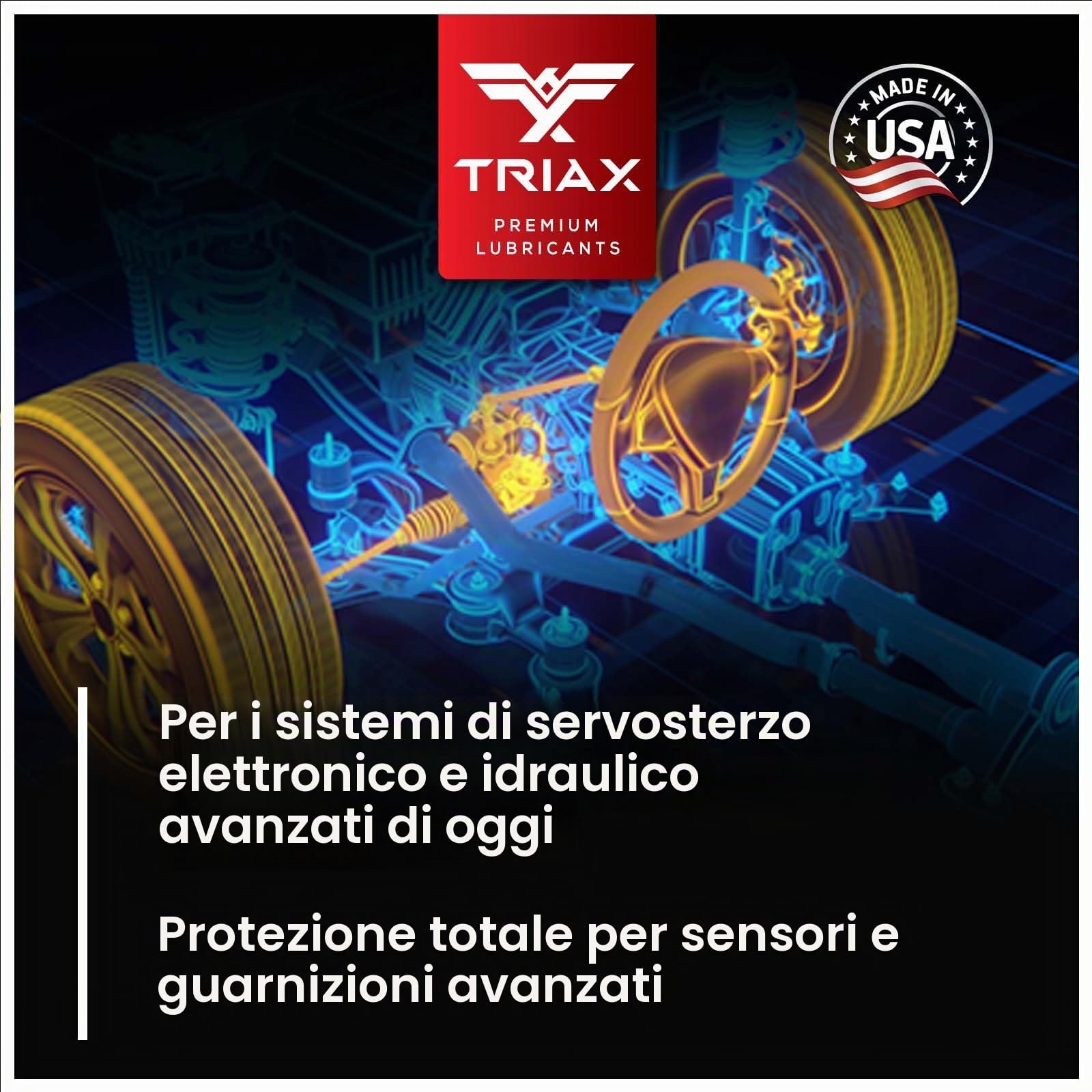 TRIAX Synthetic OEM Power Steering Fluid Universal - Fluido Completamente Sintetico con esteri, Punto di Scorrimento -46°C per Il Maggior Parte delle Auto asiatiche, Americane ed Europee (1 Quarto)