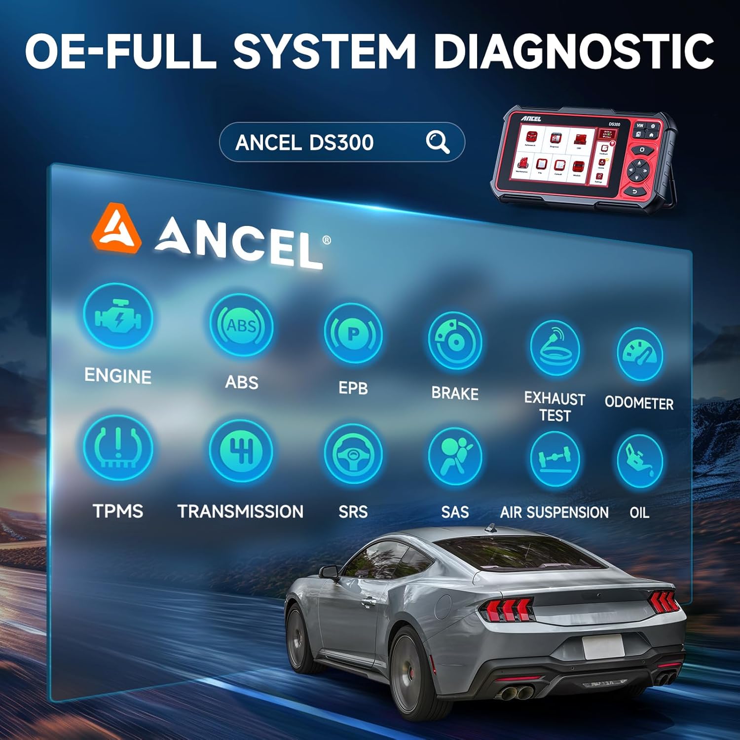 OE-Full System Diagnostic capabilities of ANCEL DS300