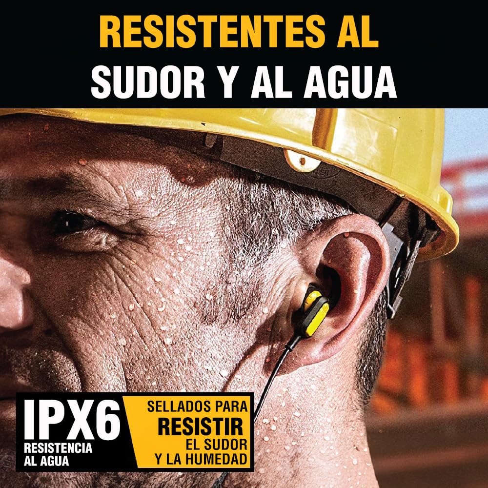 DEWALT Auriculares Resistentes con Bluetooth, Auriculares inalámbricos Alrededor del Cuello con 30 H de Tiempo de ejecución + Aislamiento de Ruido, Auriculares inalámbricos magnéticos Seguros