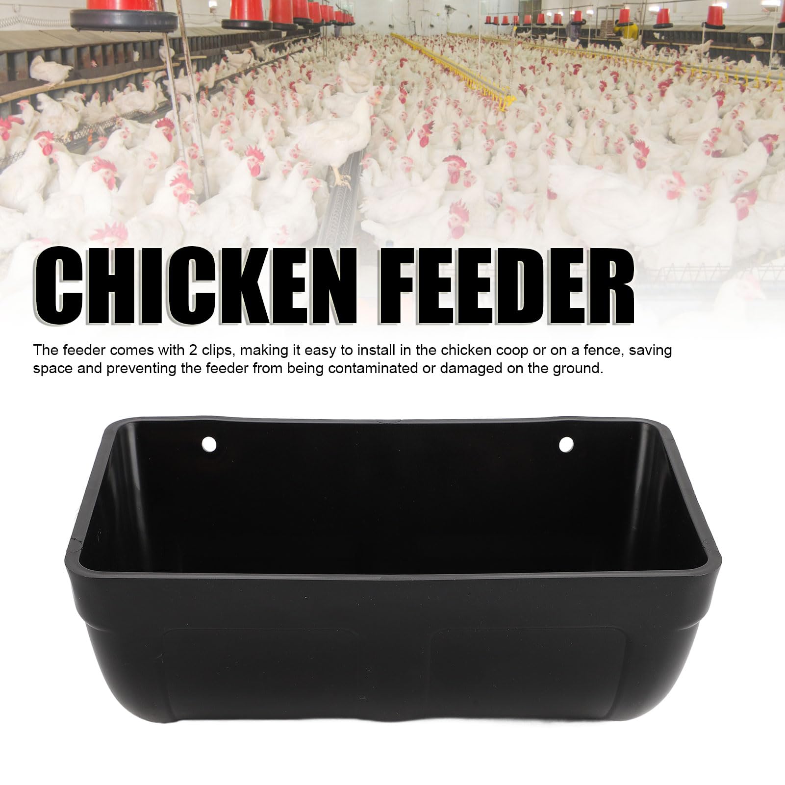 Kippenvoeder, Kunststof Hangende Container met 2 Clips Veevoercontainer Hangende Pluimveevoederapparatuur voor Kip, Eend, Gans, Schapen, Vee