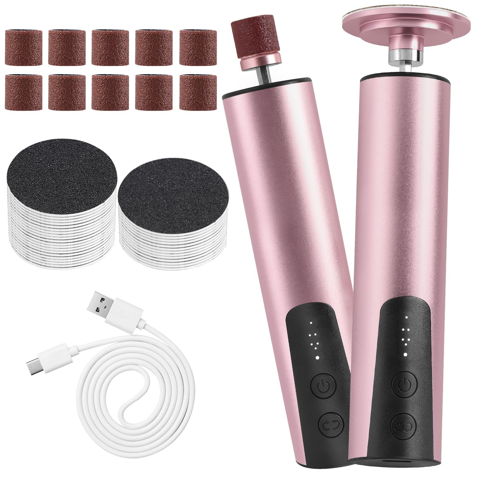 ACWOO Lima Electrica pies Durezas, Electrica Aparato de Pedicura Eliminar de Callos, Recargable Lima pie Durezas, Profesional Cuidado Pies Pulidor de Callos para Secos y Agrietados Talones (Oro Rosa)