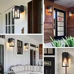 Lumières de porch à l'aube avec GFCI Outlets Étanche aux lumières murales extérieures Extérieur Éclairage Accessoires Extérieurs Moderne Lumières extérieures Mont mural pour la maison Patio Garage,Noir,11.8''H,1PC