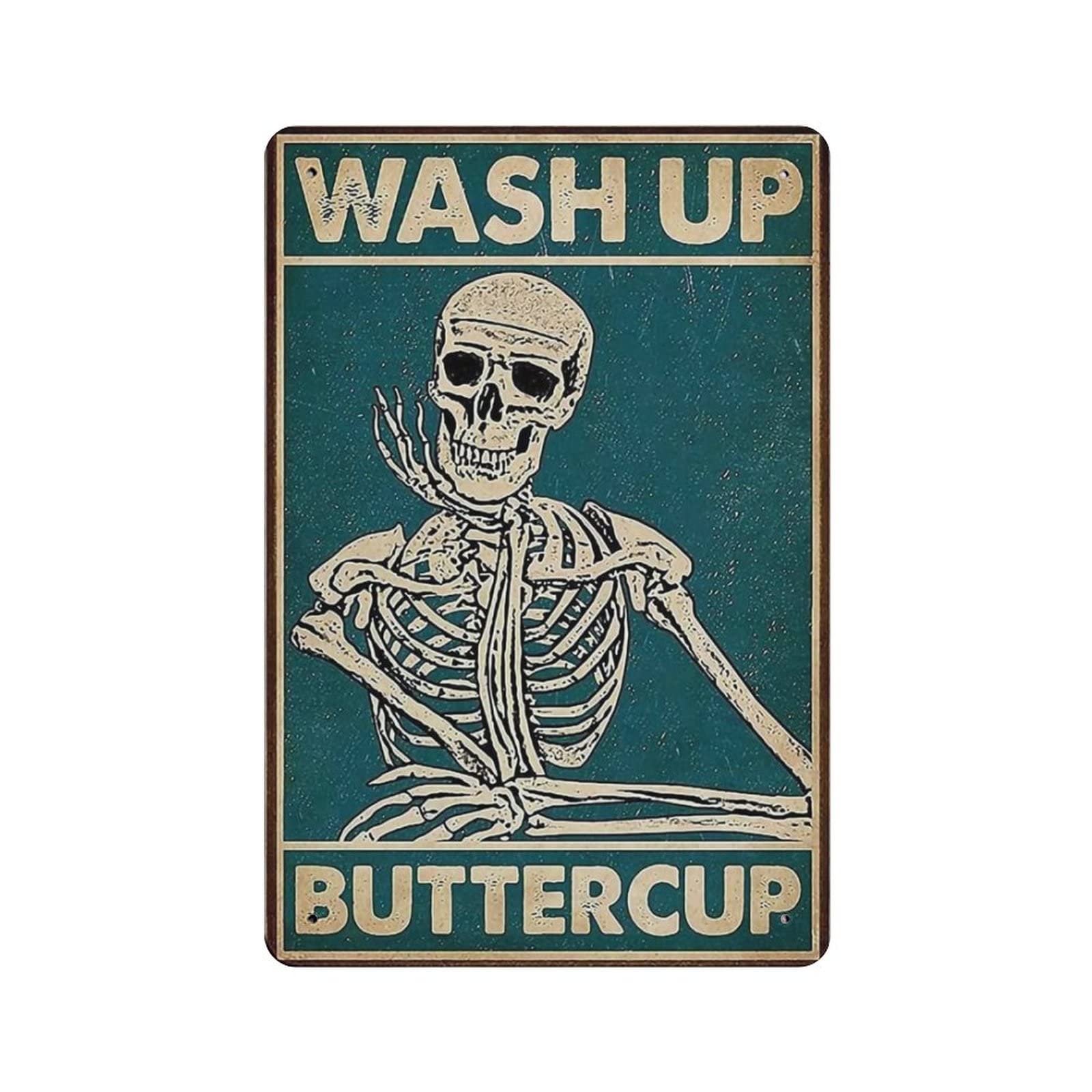 AOOEDM Skeleton Style Metal Signs for Garage Man Cave Bar Kitchen Coffee Tin Sign Nostalgic Wall Decor Signs Vintage Retro Poster