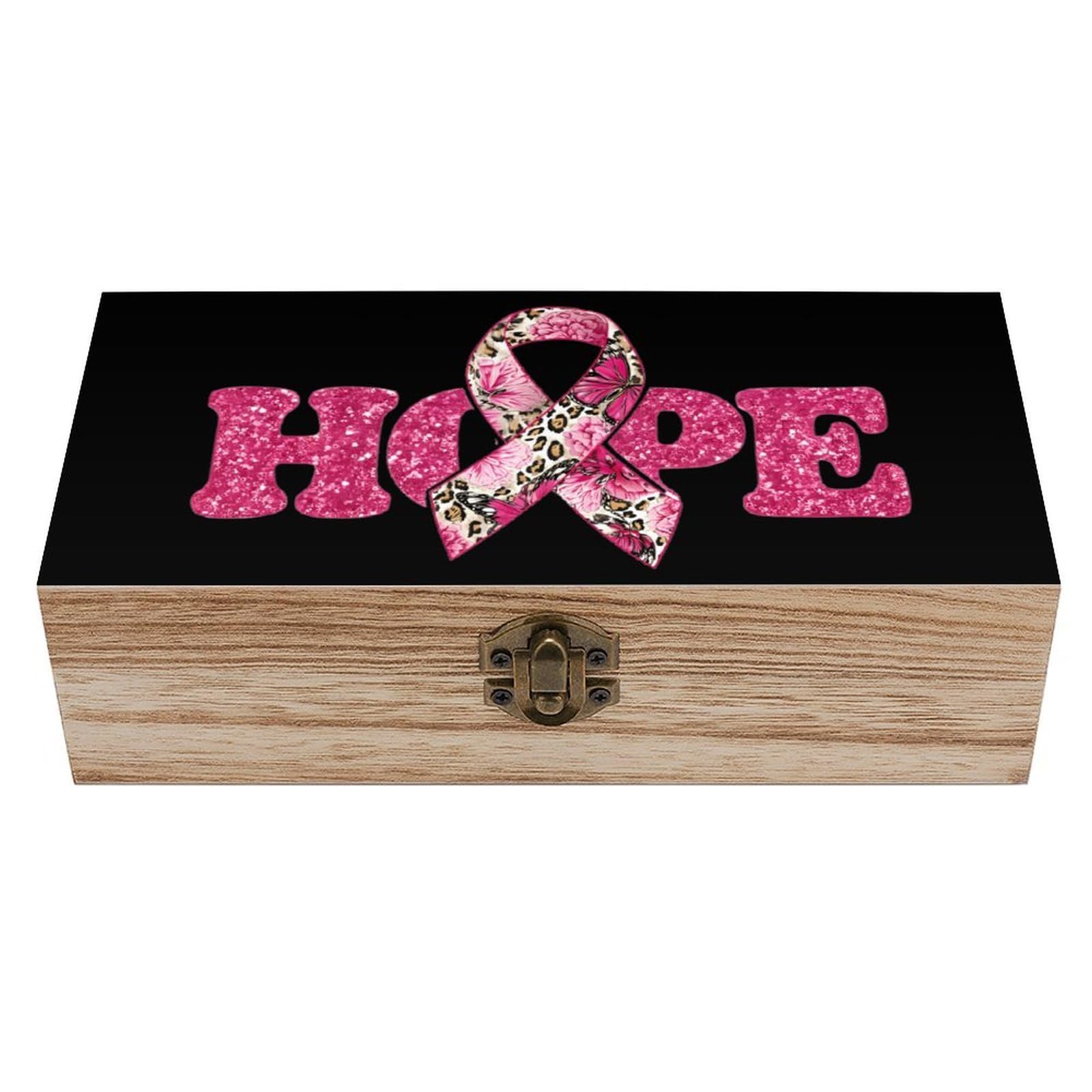 Smazdfxx As Pic Hope Cancer Wooden Storage Box Organizer Containers With Hinged Lid For Desktop