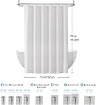 Rideau de douche en tissage gaufré avec crochets en acier inoxydable - Tissu de bain lourd 256 GSM, qualité de luxe d'hôtel, résistant à l'eau, lavable en machine, ourlet lesté, 72 x 72 po (blanc)