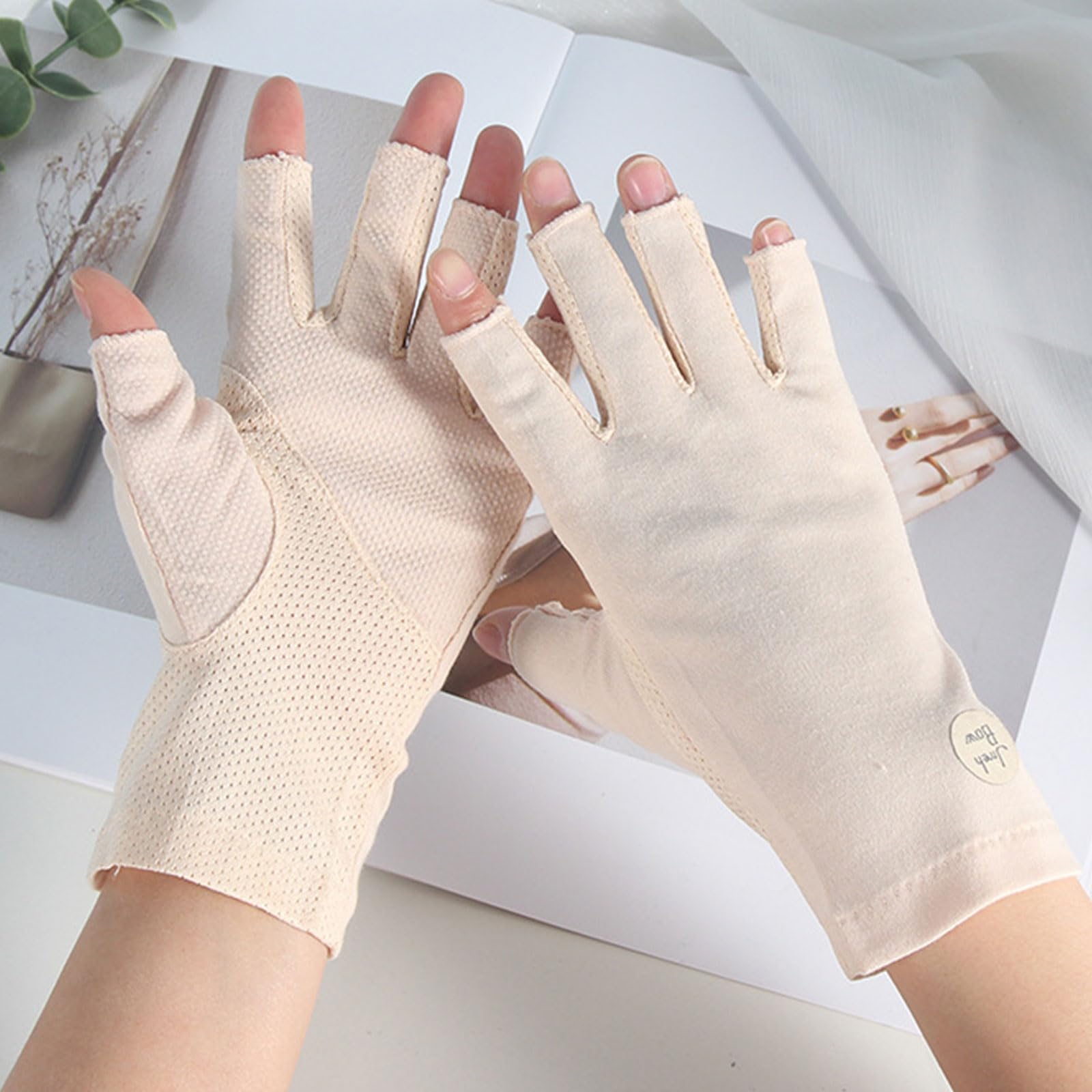 Gants de conduite d'été femme protection UV antidérapants ongles en gel équitation cyclisme
