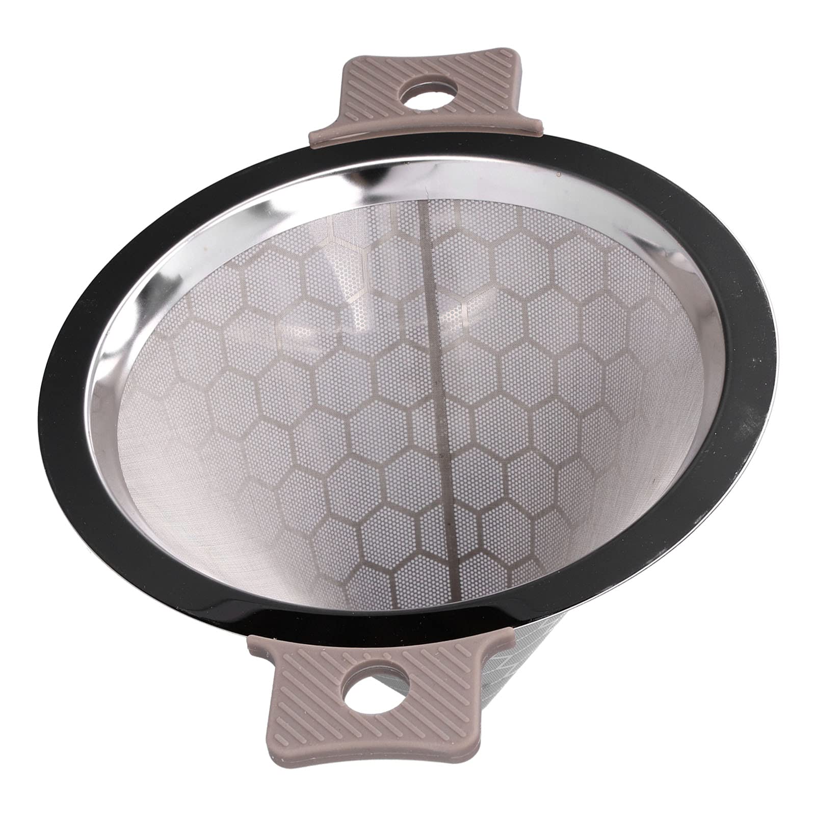 Nikou Colador en forma de cono, doble oreja de acero inoxidable pequeño para café, hojas de té, té con leche, infusor de té, 12 cm, apto para lavavajillas, plateado