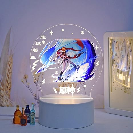 Amazon Co Jp 原神 ナイトライト 達達利亞 Genshin Impact 7 色 Led アクリルスタンド アクリルスタンド 展示用 アクリ ルフィギュア 装飾品 調光 Rgb変換ライト 間接照明 テーブルランプ 常夜灯 アップ 透明アクリルスタンド 3dライト アニメ周辺 装飾品 可愛い