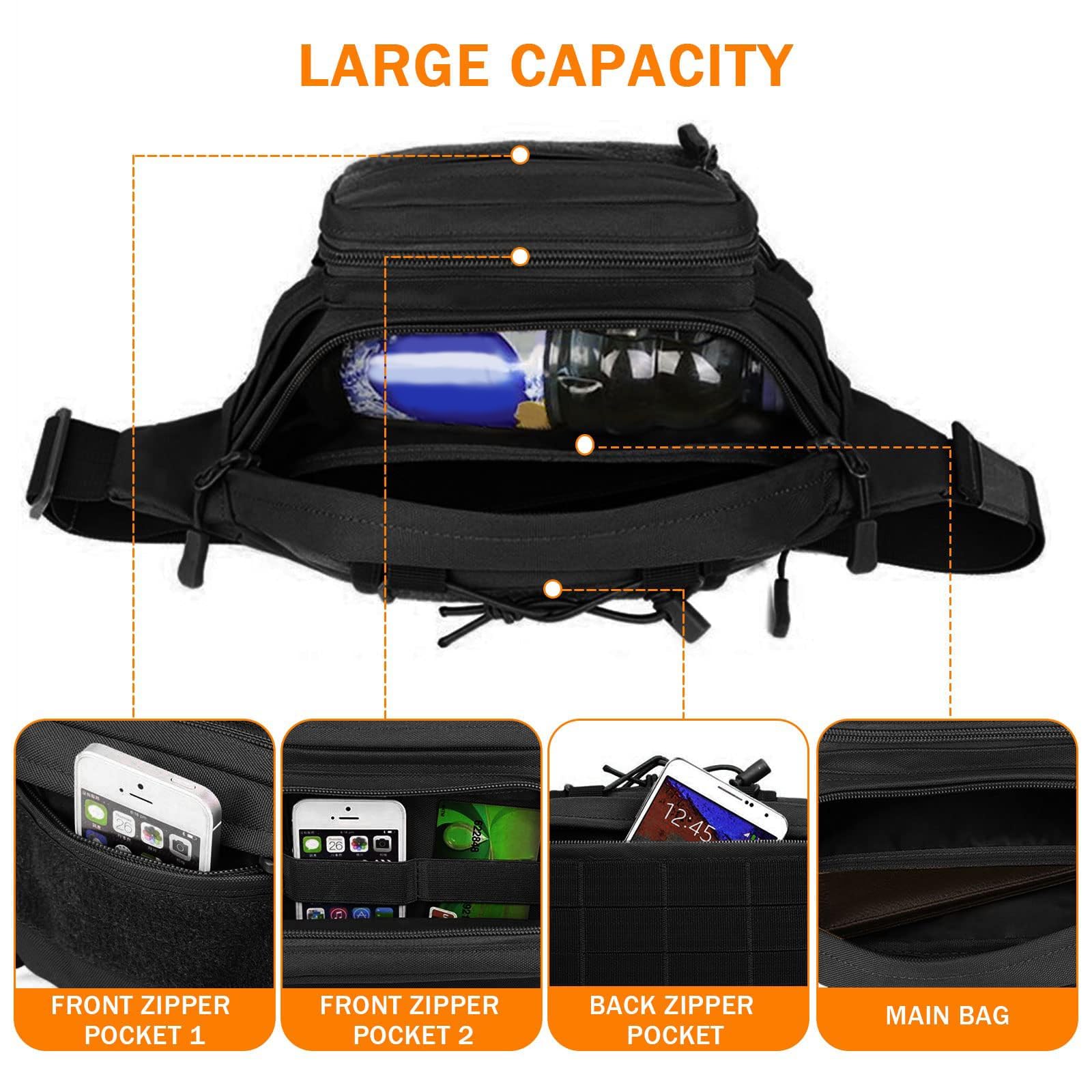 Huntvp Marsupio Uomo Sportivo, Borsetta a Tracolla Militare Borsa per Campeggio Escursionismo Ciclismo Viaggio Trekking Porta Smartphone Chiave Denaro