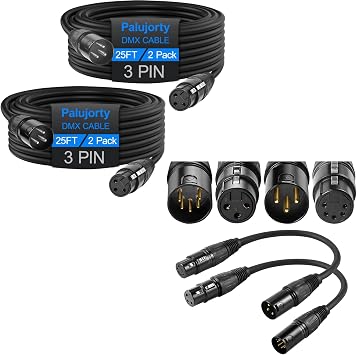 DMX Lighting Kit 25FT Cables & Adapters for Stage & DJ Setup