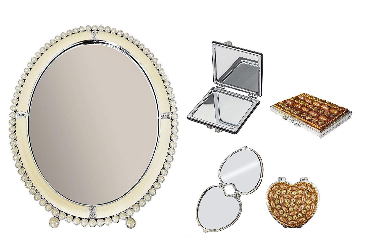 GLAN Double Sided Table Mirror/Makeup Mirror with Stand for Women and Girls 30 Gram Pack of 1