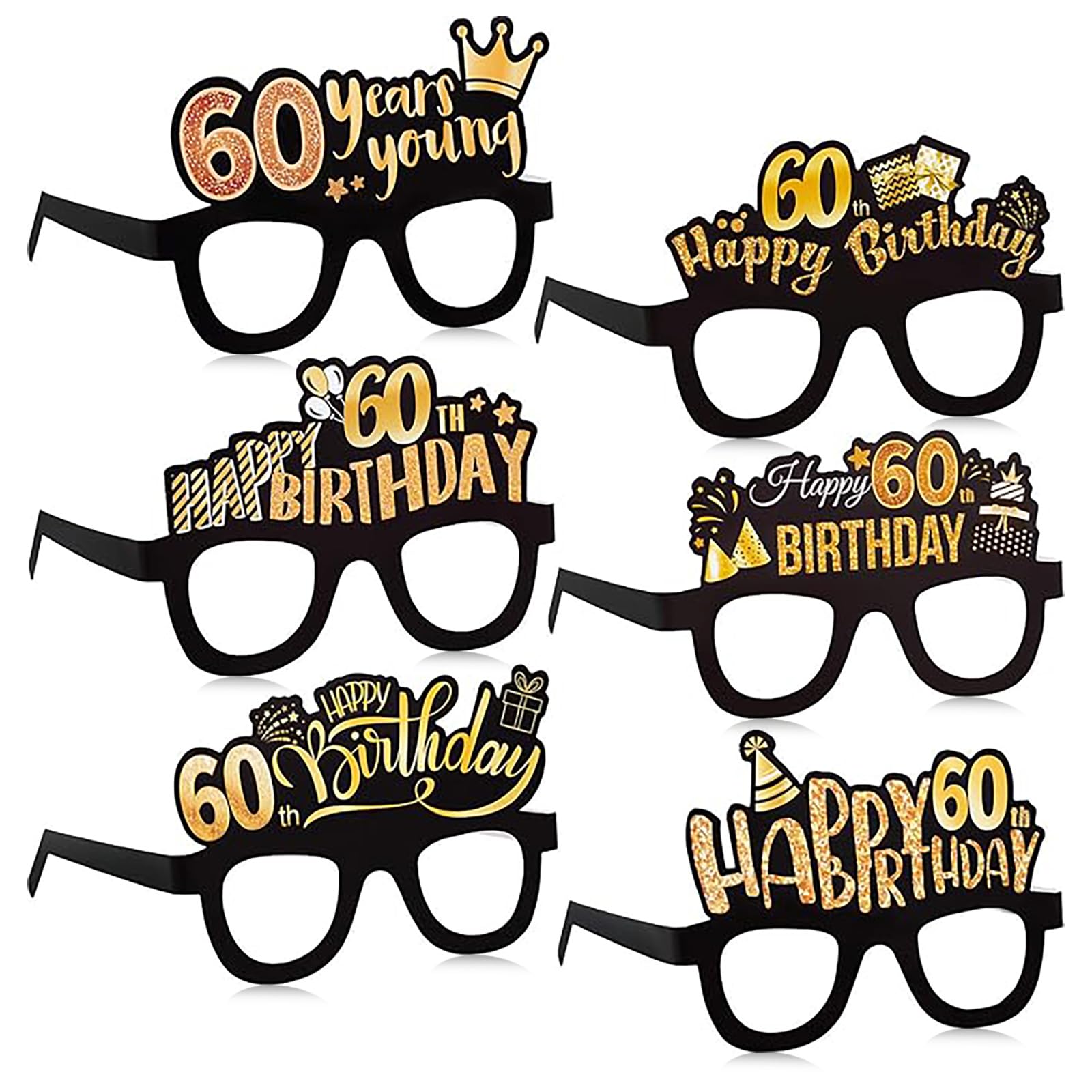 Sumind 24 Pcs Birthday Glasses Decoration Paper Eyeglasses Birthday Sunglasses to Wear for Men Women Table Decor Party