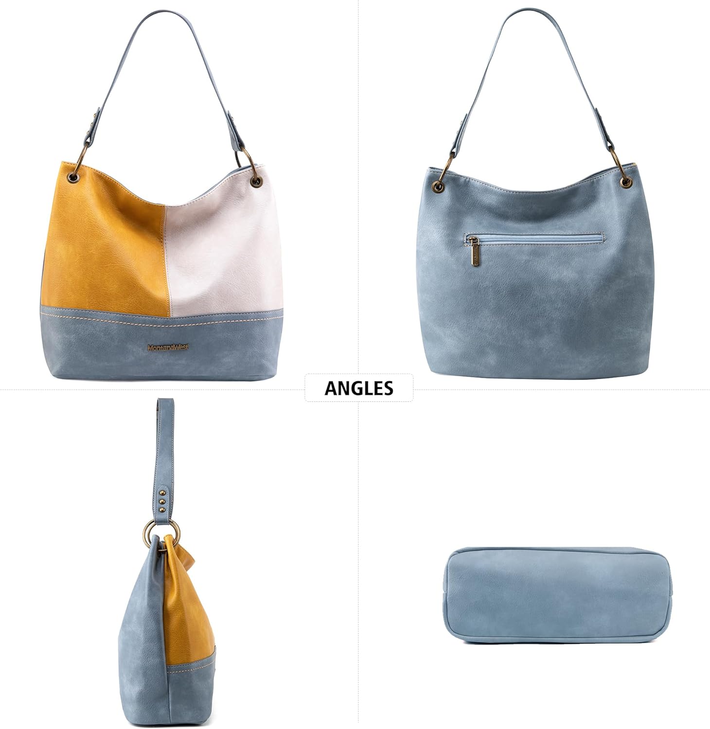 Montana West Hobo Bag for Ladies Shoulder Handbags with Back Pocket | Purses, with Zipper, Purses, with Zipper - Image 3