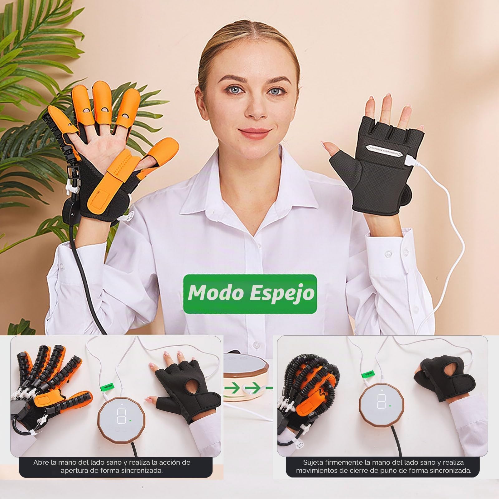 Rehabilitación Guantes De Robot, Ortesis Del Dedo, Alivio De Rigidez De Las Manos, Sida Del Ejercicio De Manos, Para La Artritis Cerebral De Artritis De La Parálisis Hem(Size:XL,Color:Mano derecha)