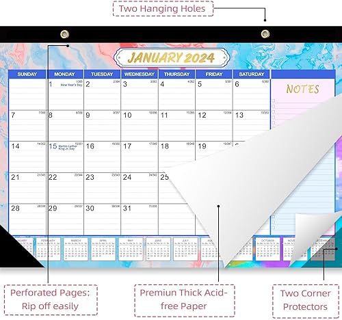 Miniatura 3 de Calendario de escritorio 2024-2025 calendario académico mensual de escritorio de 18 x 17 x 11-12 pulgadas, desde enero de 2024 hasta junio de 2025
