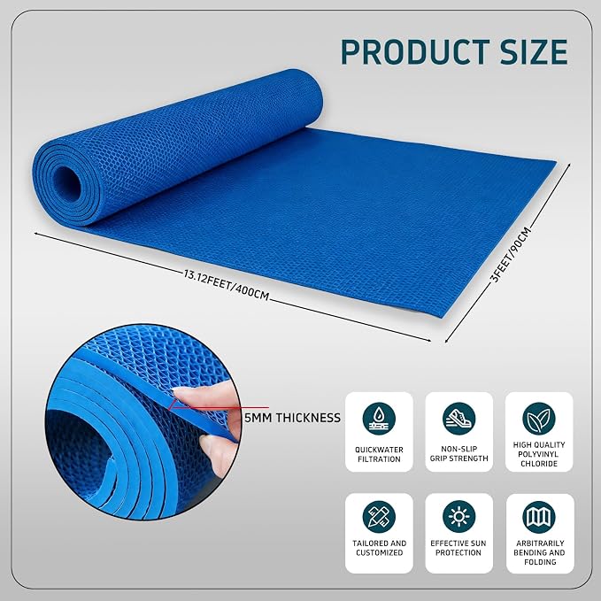 Alfombra para drenaje de piscina 13ft x 3ft antideslizante miniatura 3