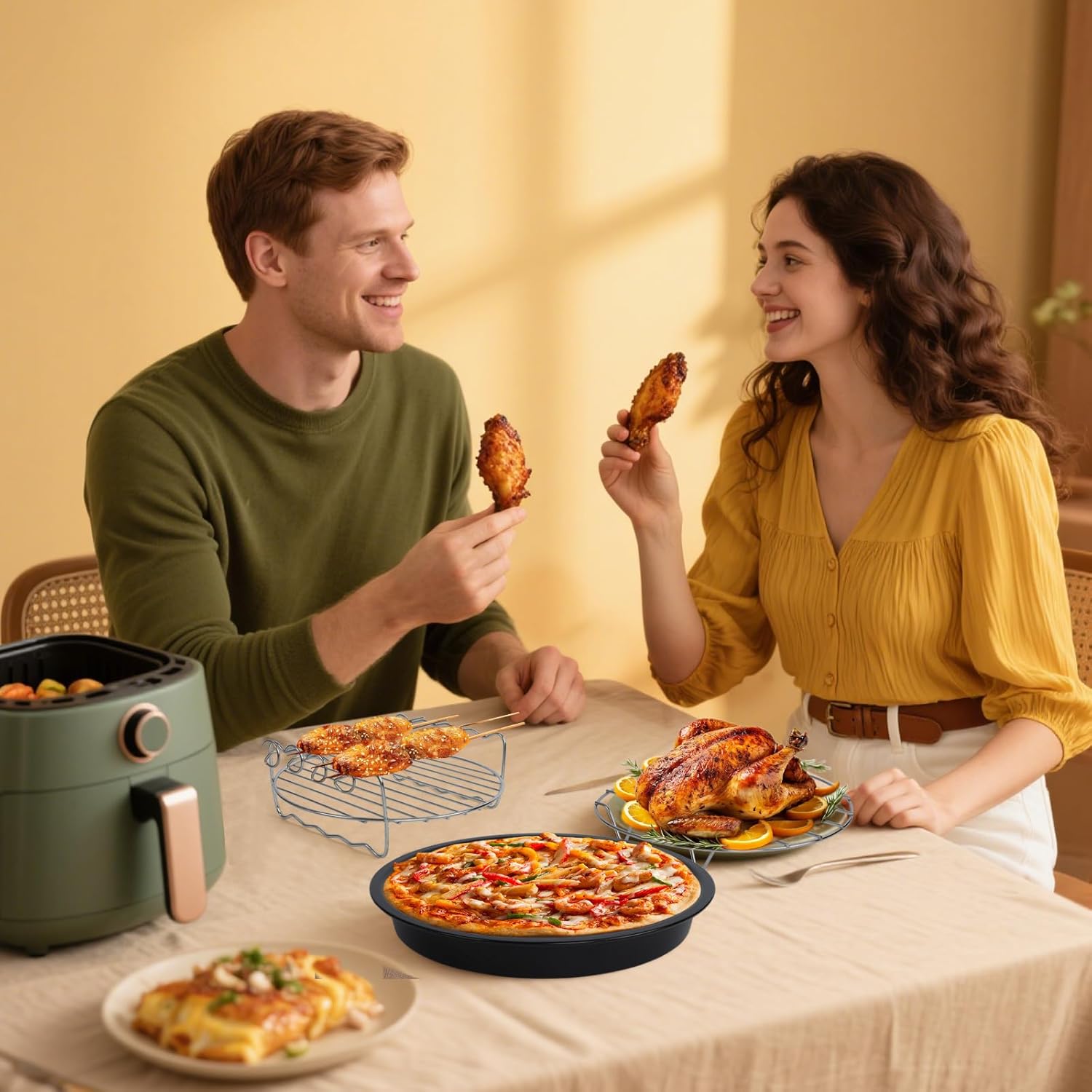 Air Fryer Accessories Kit - 12pcs Universal for 4, 4.2, 5, 5.5, 5.8 QT Gowise Cosori Phillips Ninja Cozyna Air Fryer