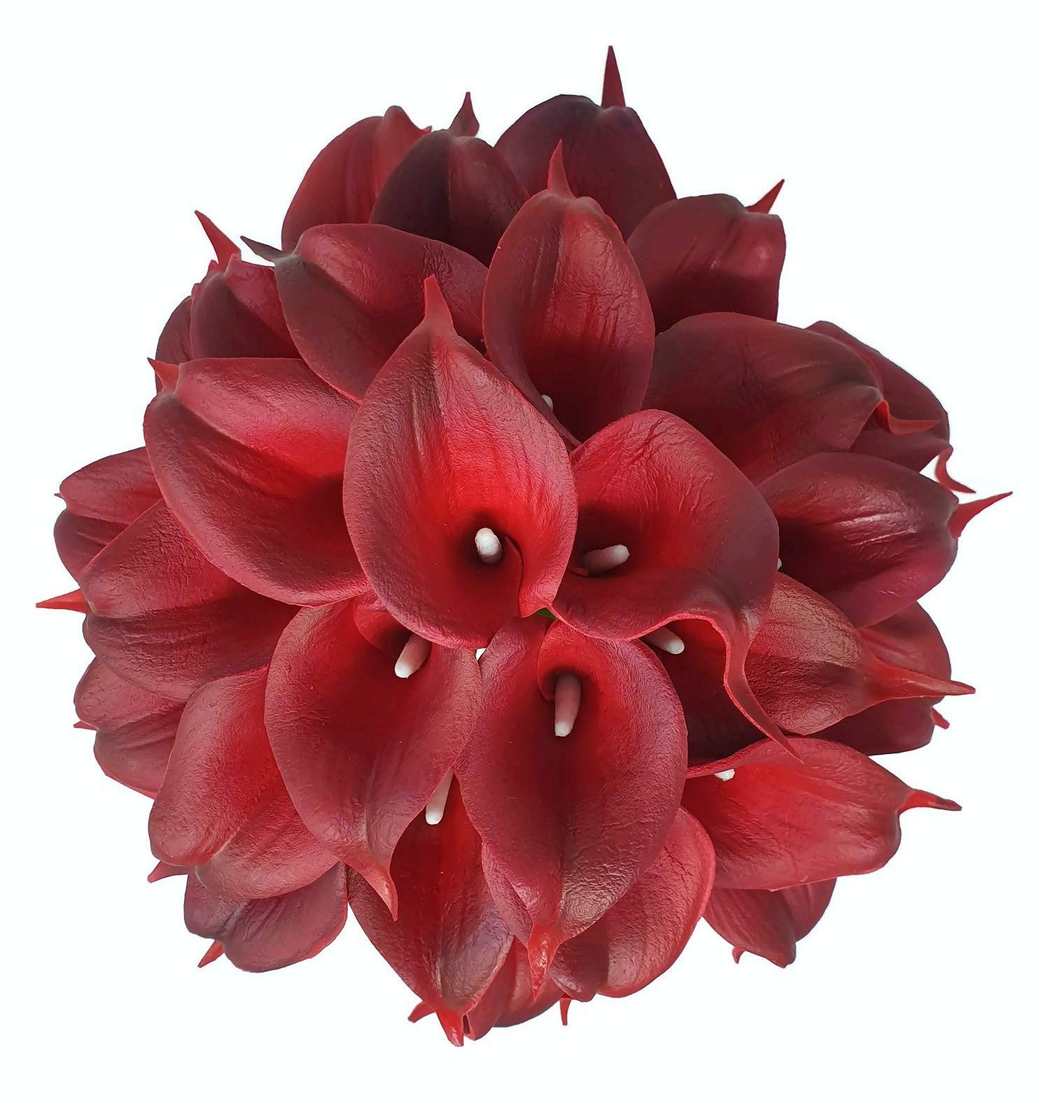 Meide Group USA 14" Real Touch Latex Calla Lily Bunch Artificial Spring Flowers for Home Decor, Wedding Bouquets, and centerpieces (18 PCS) (Burgundy)