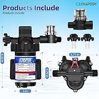 Vista 2 de 2025 mejorada 2088-422-144 bomba de agua dulce para RV, bomba de agua de diafragma autocebante de 12 V 3.3 GPM, 45 PSI, incluye interruptor