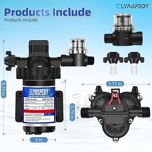 Miniatura 2 de 2025 mejorada 2088-422-144 Bomba de agua dulce para caravana, bomba de agua de diafragma autocebante de 12 V 3.3 GPM, 45 PSI, incluye interruptor de