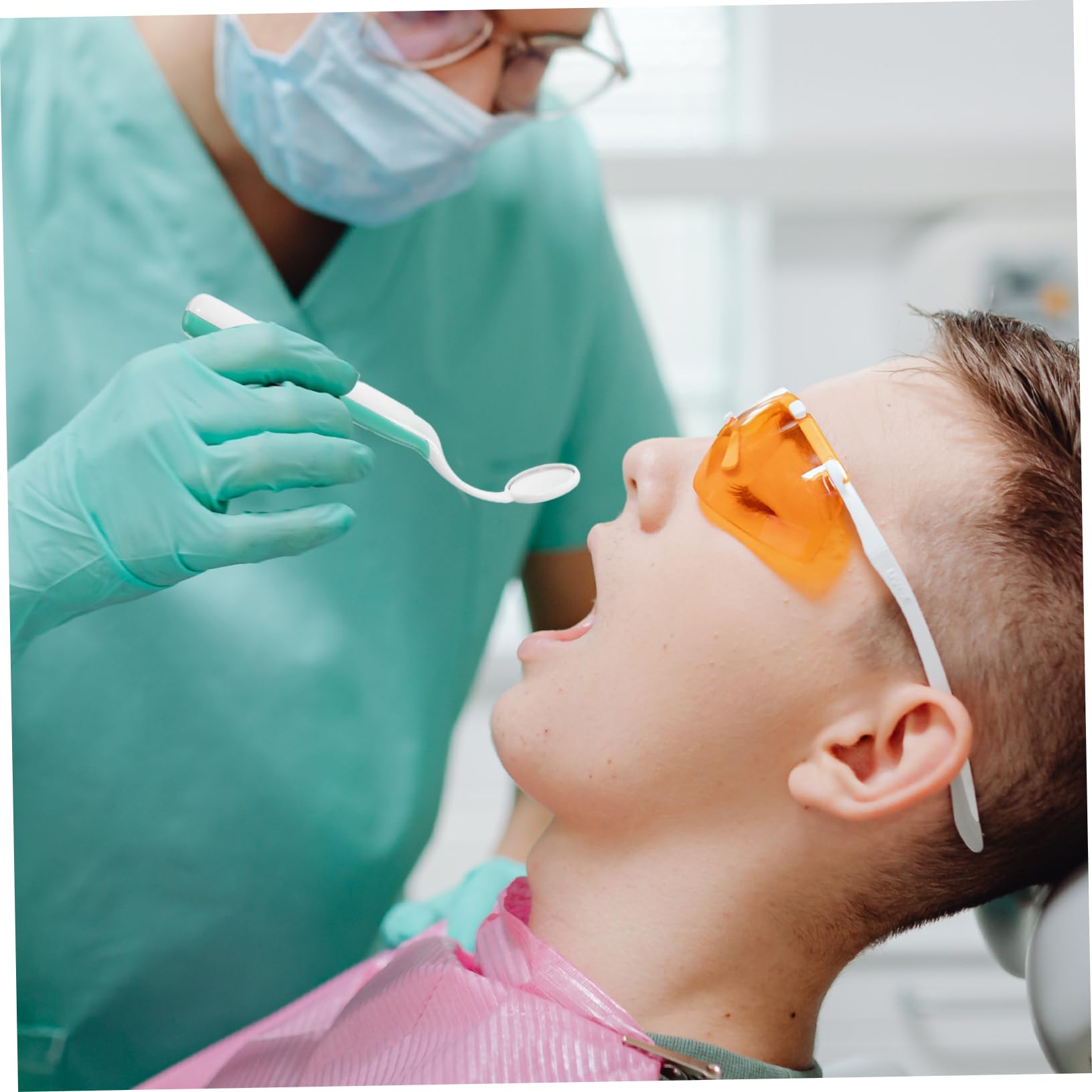 Specchietto per Denti in Plastico Verde Antifogging e Pratico, Specchio Dentale per Ispezione Dentista per Pulizia e Controllo Orale
