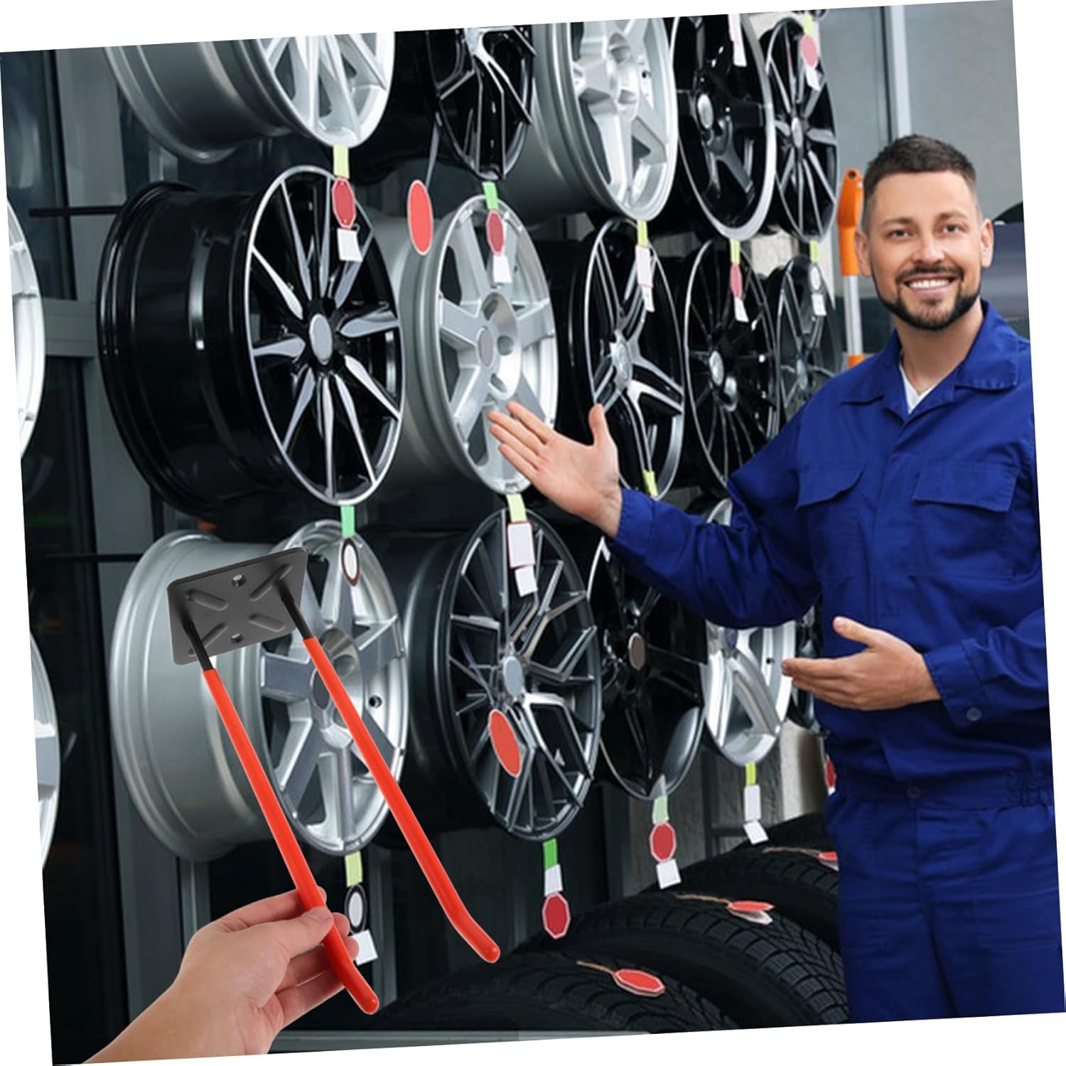 Heavy Duty Garage Tire Hooks Wall Mount Utility Storage Hangers for Heavy Tires and Tools Space-Saving Organizer for Garage and Warehouse Storage