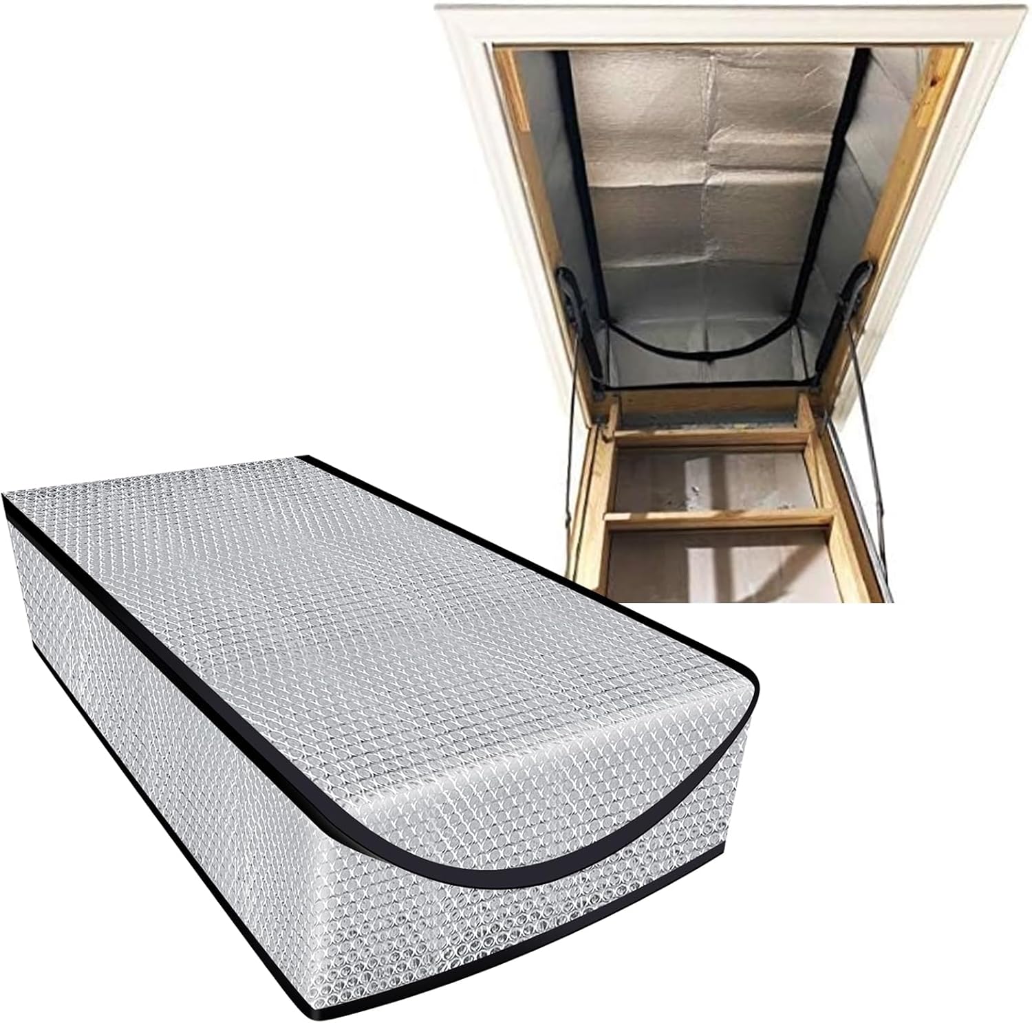 Storystore Attic Door Insulation Cover 25″ x 54″ x 11″ – Energy Saving Attic Stairs Insulation Cover – Attic Tent with Access Zipper – Fire Proof Attic Cover Stairway Insulator for Pull Down Ladder