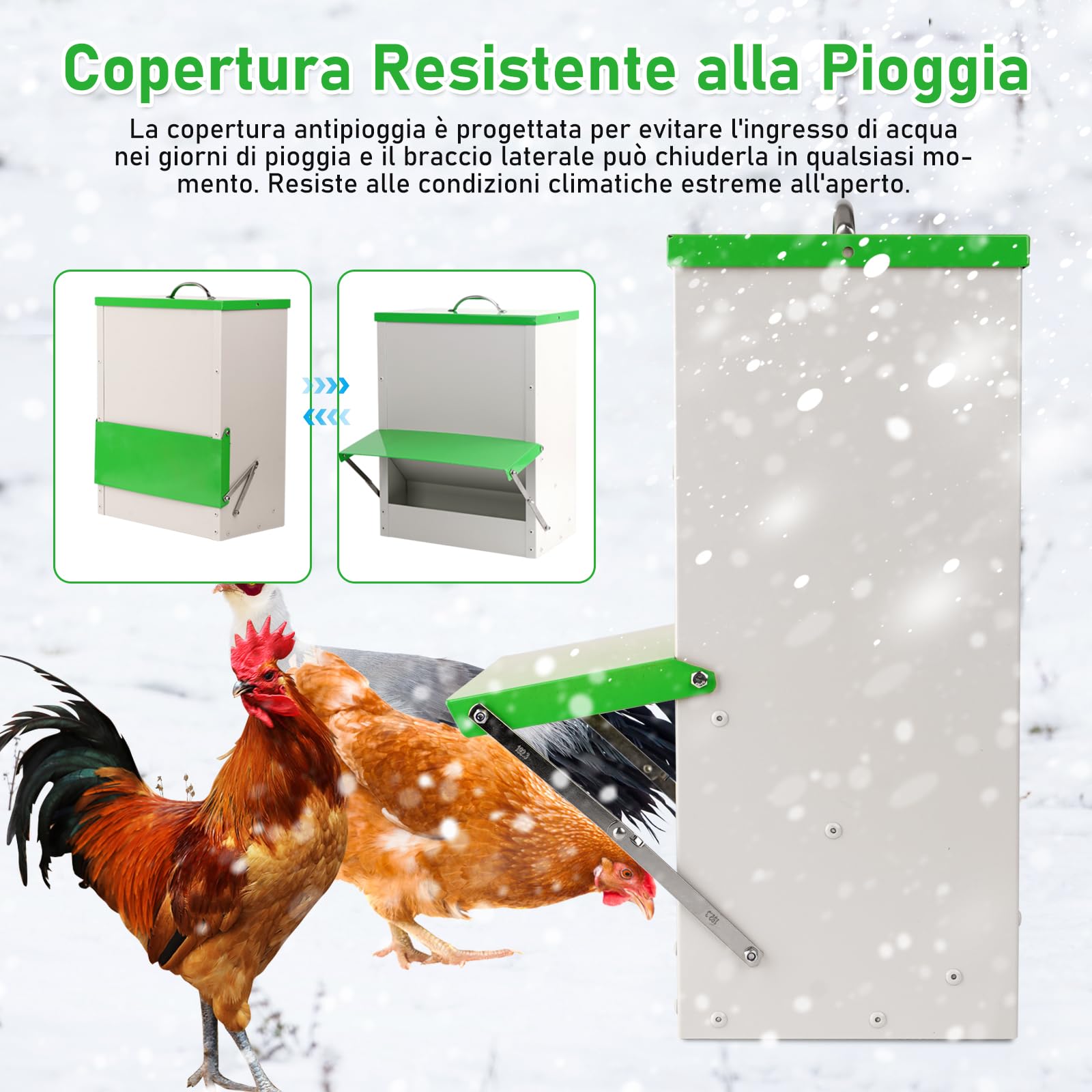 Mangiatoia Automatica Per Polli da 11 Kg Mangiatoia Per Pollame a Parete,Mangiatoia Per Pollame Senza Rifiuti,Mangiatoia Antipioggia Per Esterni Per Impieghi Gravosi Per Polli,Anatre,Tacchini D'Oca