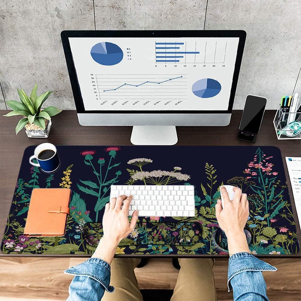 LATEEFAH Desk Mat, Mouse Pad with Wrist Rest, 4-in-1 Large Mouse Pads for Desk, Ergonomic Mouse Pad and Keyboard Wrist Rest Gaming Keyboard Mat for Office, Home - Image 2