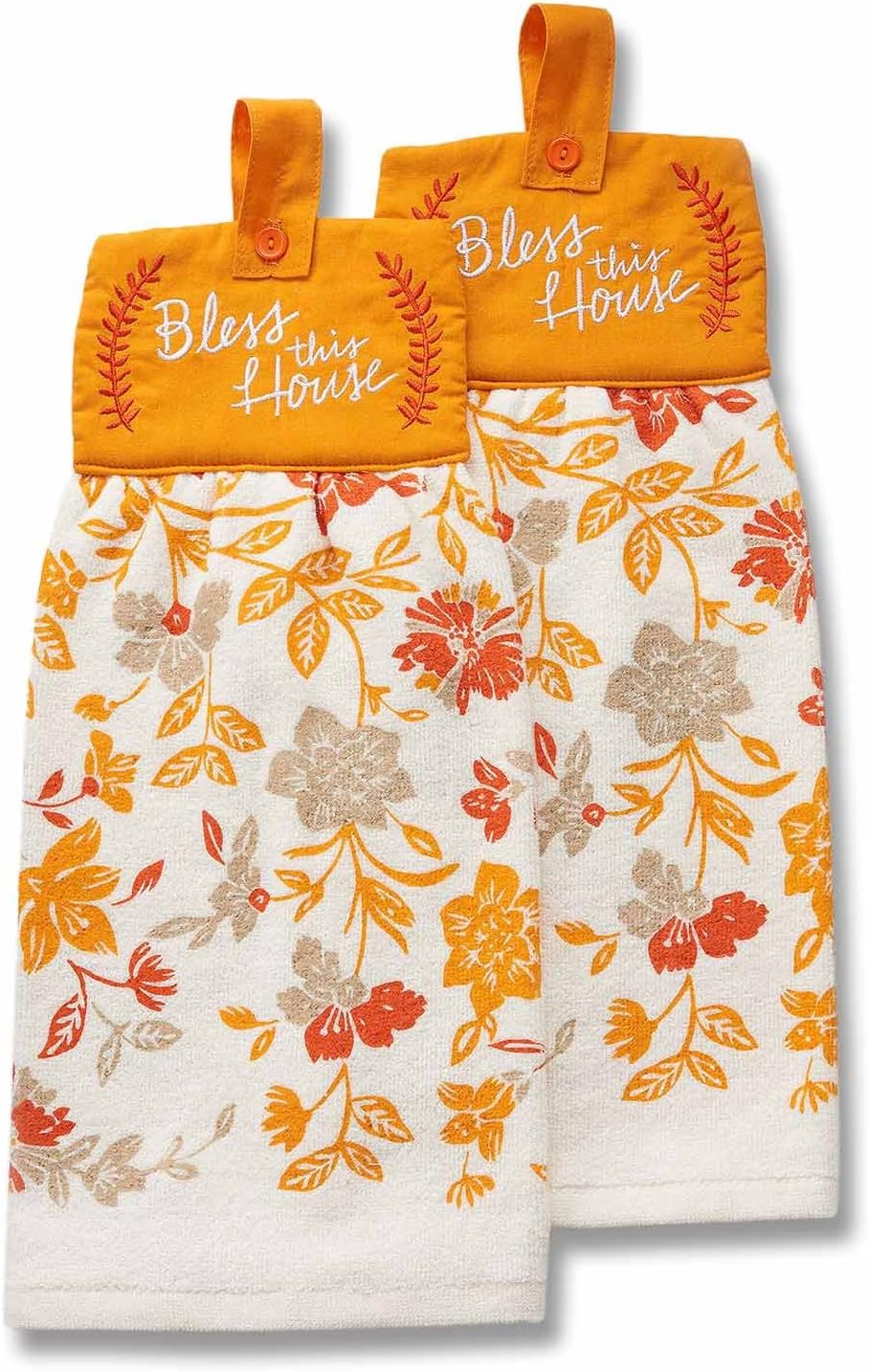 Harvest Season Set of 2 Printed Tie Top Fall Kitchen Towels - Bless this House