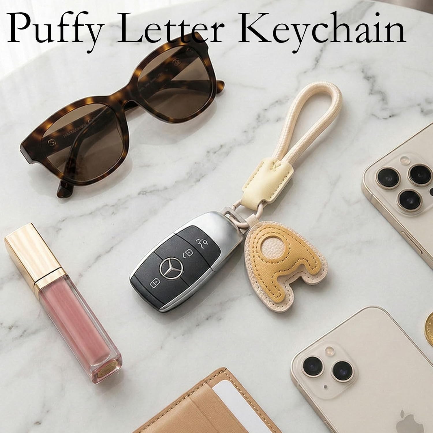 Fizzlup 3D Bubble Initial Keychain, Pu Leather Pouch Bag Letter Charms for Handbags Bags Luggage Purse Cute Puffy Key Chain image 5