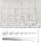 NACHLYNN 12000 Pcs Flat Back Pearl 8 Sizes Flatback Pearl Beads Half Pearl Bead Half Round Pearls for Crafts Embellishment Shoes DIY Phone Case Making