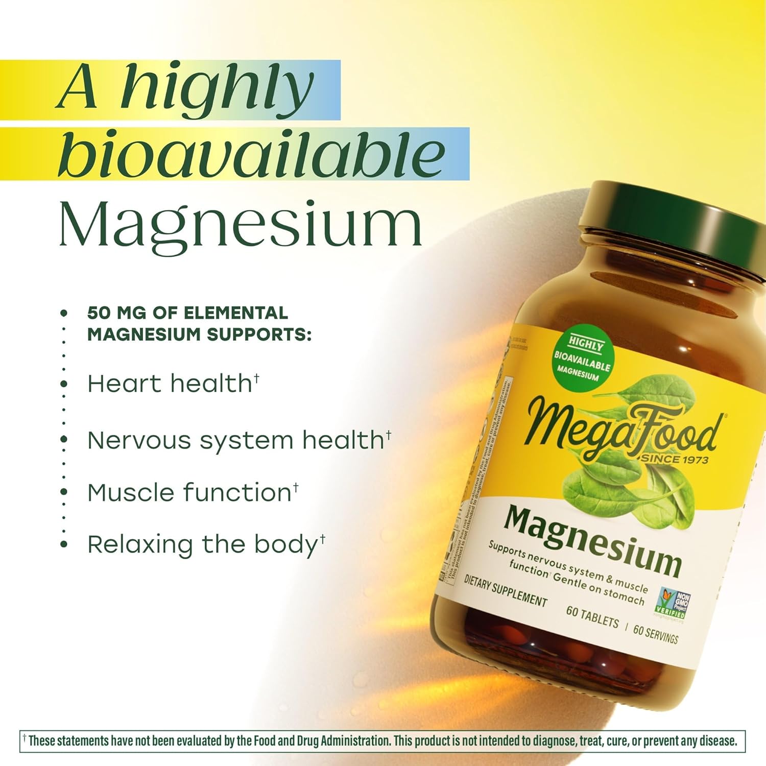 MegaFood Magnesium Supplement with Fermented Magnesium Glycinate - Chelated - Supports Heart & Nervous System - Vegan Gluten-Free Non-GMO Kosher - Made Without 9 Food Allergens - 60 Tablets - Image 3