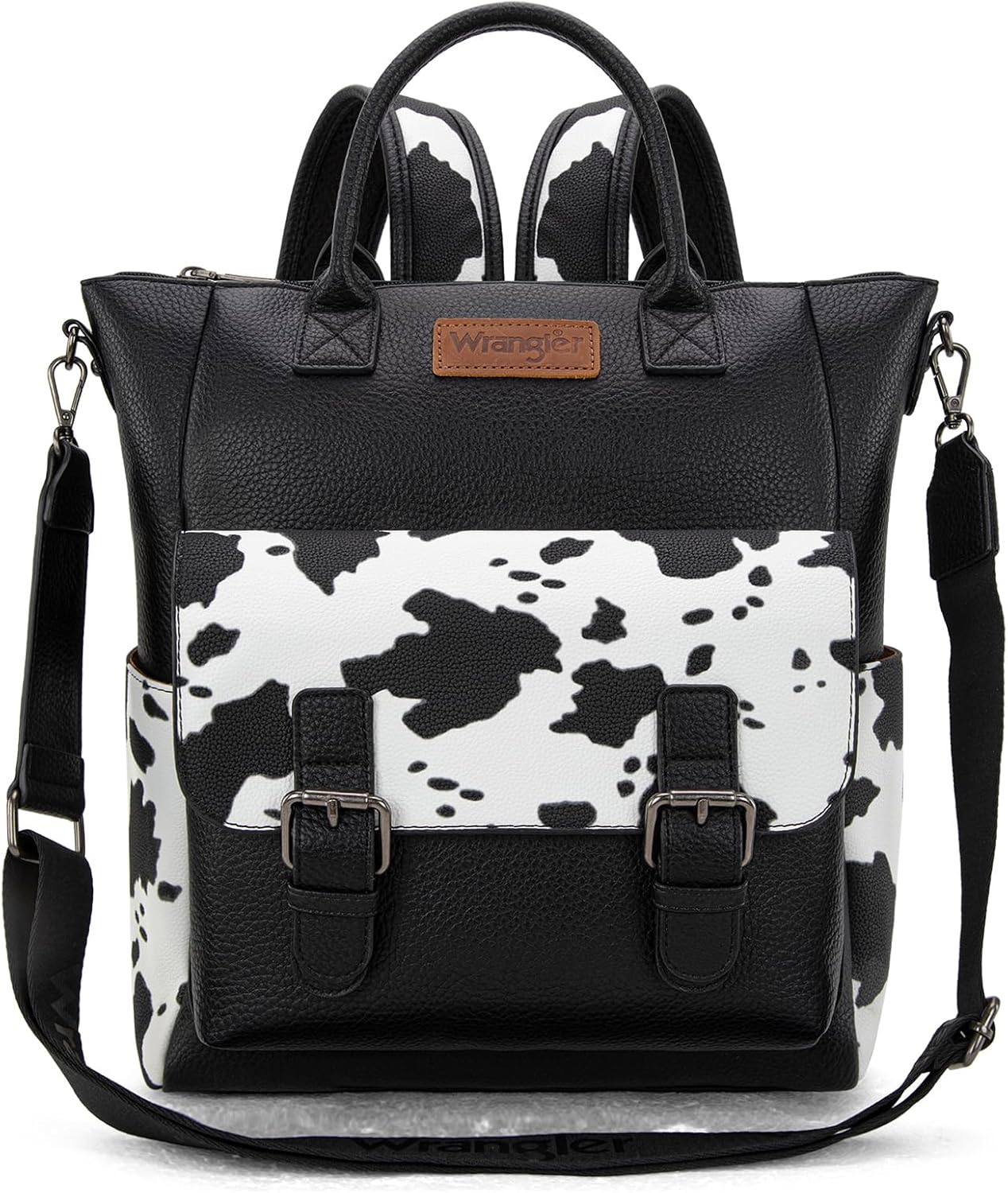 Montana West Wrangler Womens Convertible Backpack Purse Cow Printed Backpack with Adjustable Crossbody Shoulder Strap for Work Travel