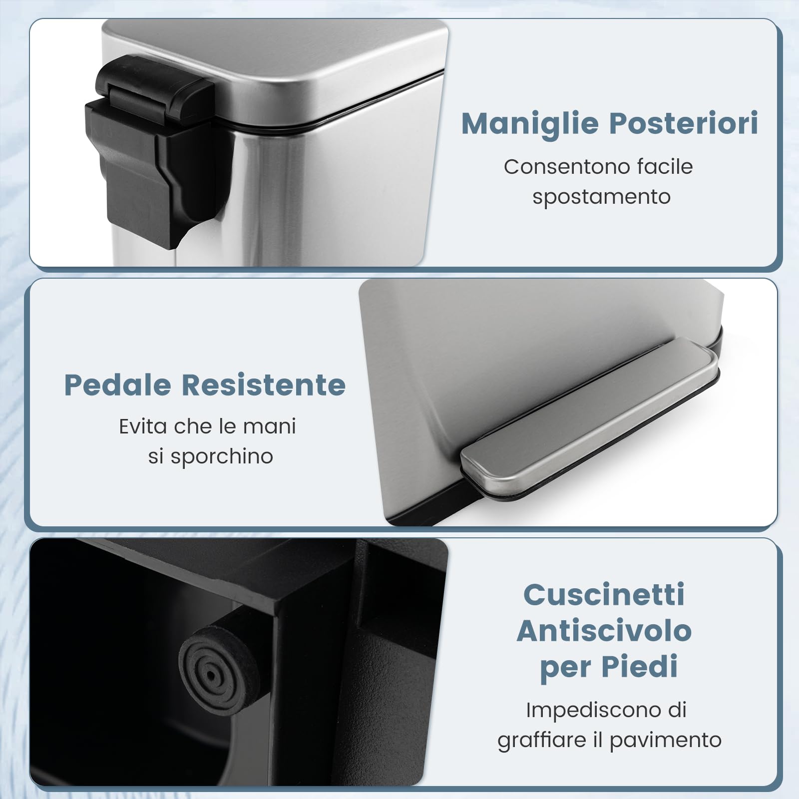 RELAX4LIFE Pattumiera Differenziata 2 Cestini 40L + 6L, Cestino Spazzatura in Acciaio Inox con Secchi Interni Rimovibili, Pedale a Mani Libere, Coperchio a Chiusura Morbida che Rimane Aperto