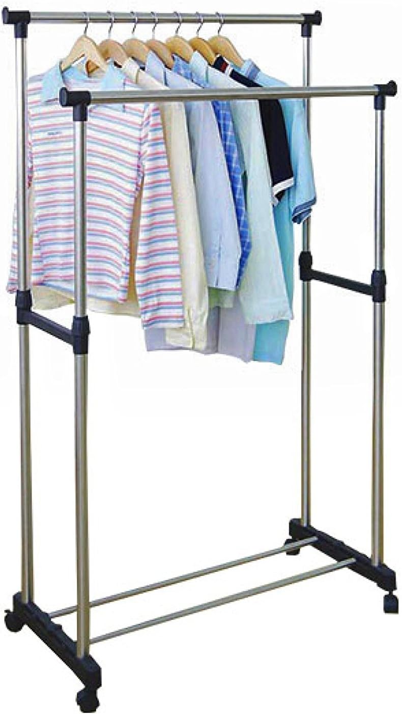 Styleys Stainless Steel DoublePole Clothes Hanger/Rack, Rolling Bar