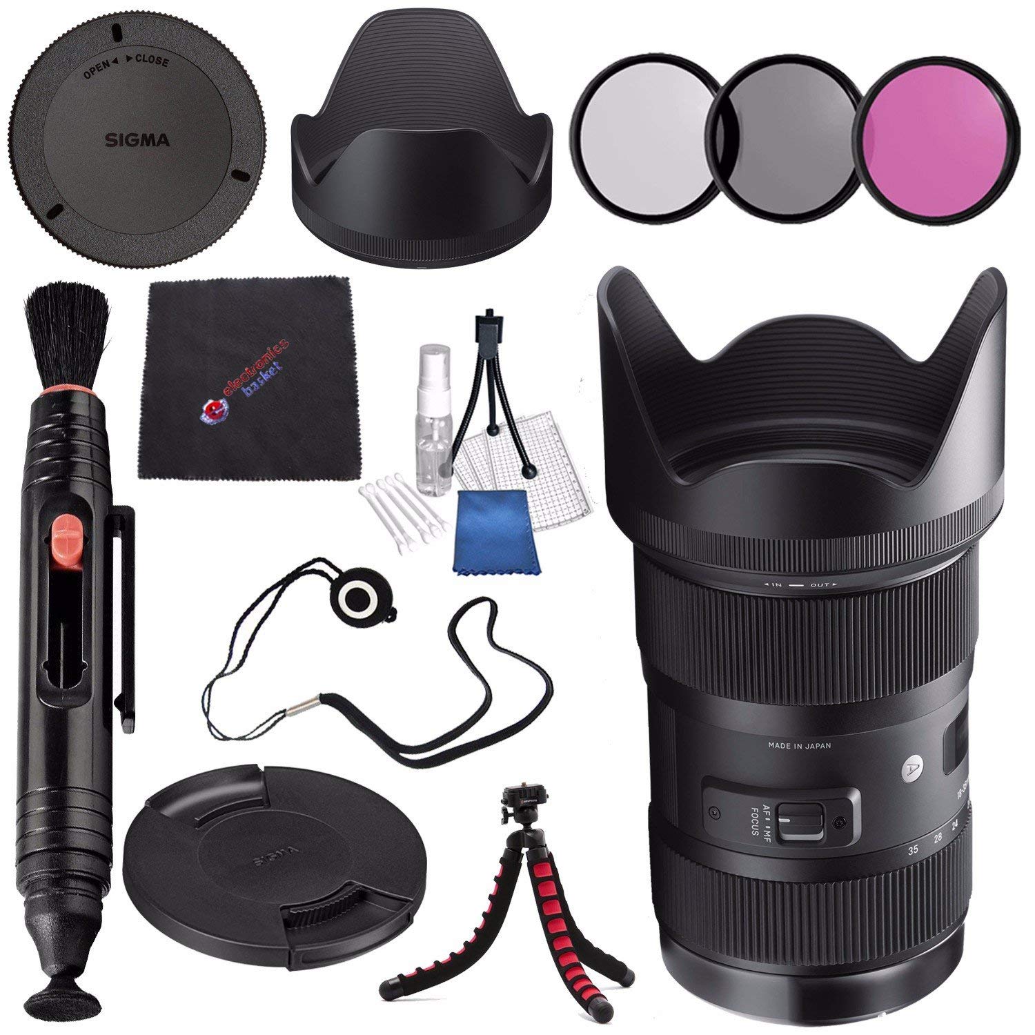 Sigma 18-35mm f/1.8 DC HSM Art Lens for Canon #210101 + 72mm 3 Piece Filter Kit + Lens Pen Cleaner +