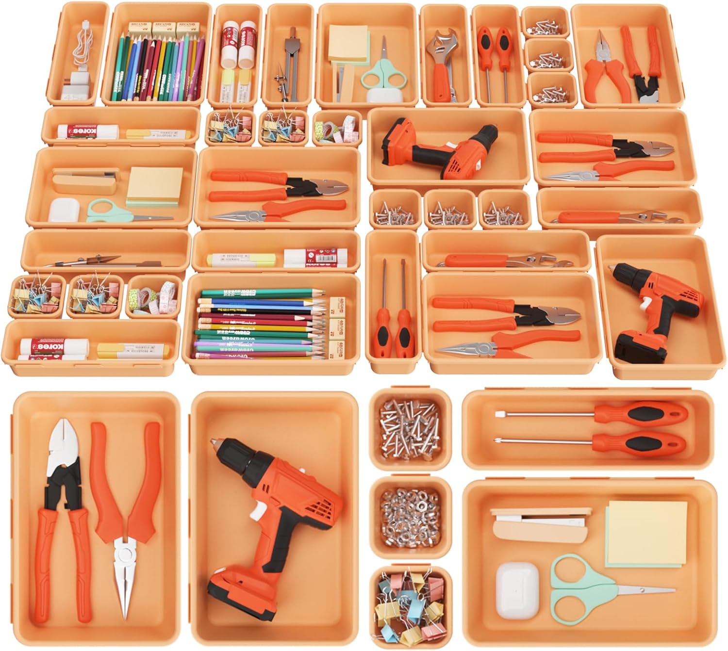ALUGEI【𝟰𝟮𝗣𝗖𝗦】【Orange】 Tool Box Organizer Tray Divider Set for Socket